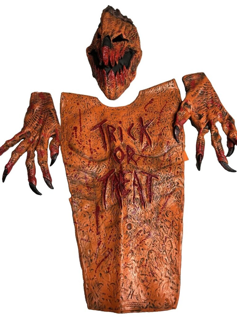 Scary Pumpkin Jack O Lantern Halloween Costume Spirit Orange Rubber Trick Treat